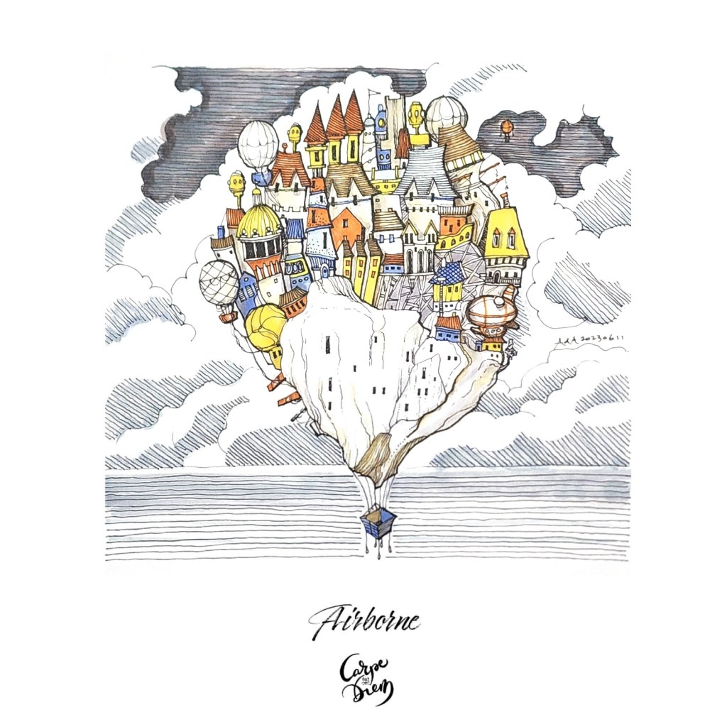 “Airborne” takes the Carpe Diem philosophy to the land of perpetual oblivion, a metropolis of clouded ivory.