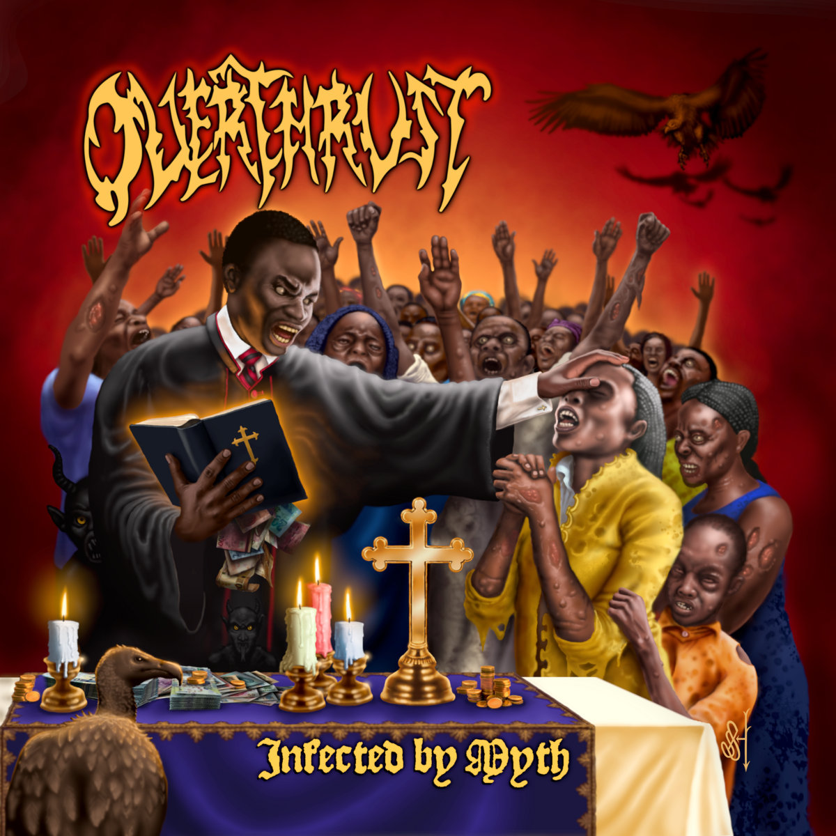 Every note hits like a sledgehammer in Overthrust’s recent album, “Infected By Myth”