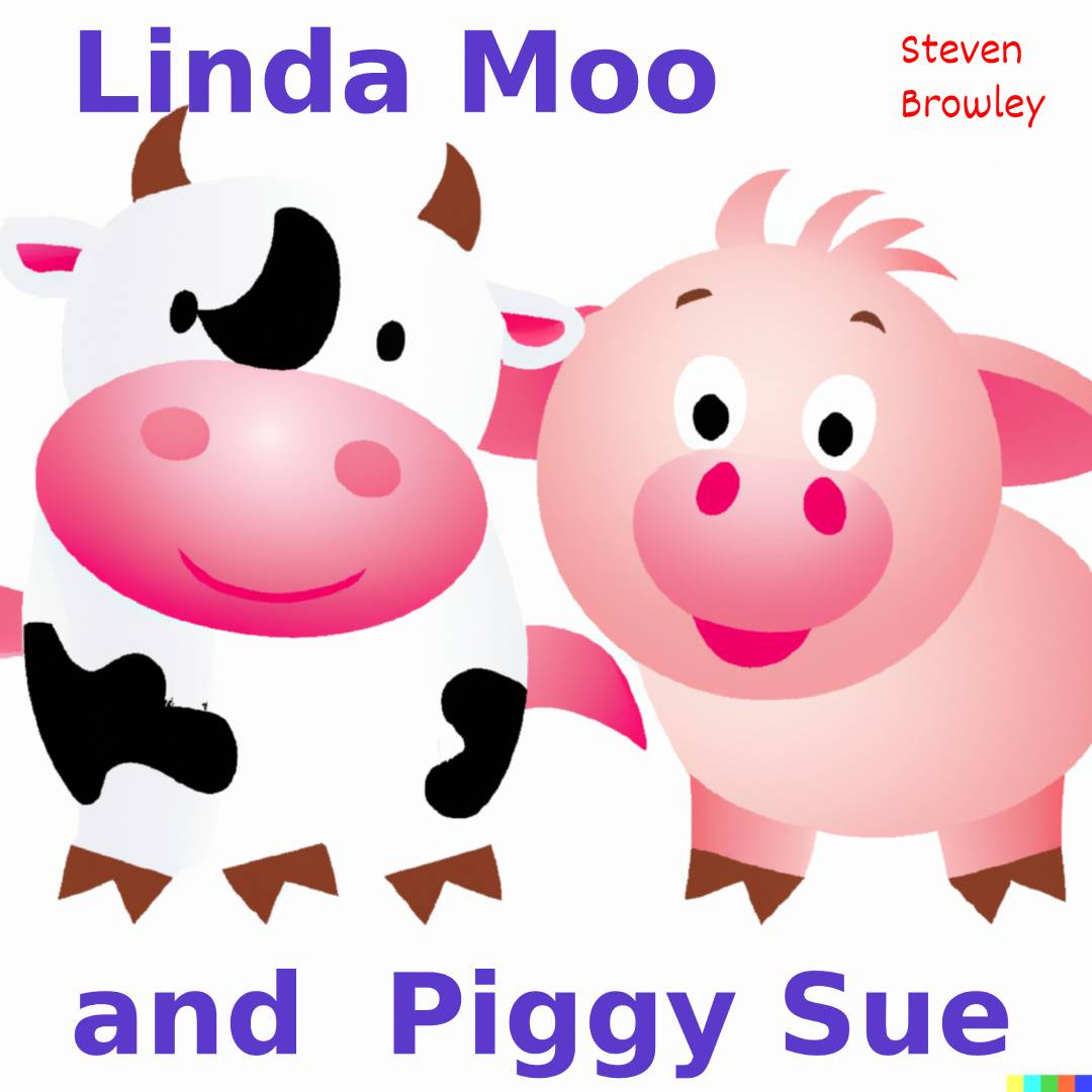 Cover art of the single "Linda Moo and Piggy Sue" by Steven Browley