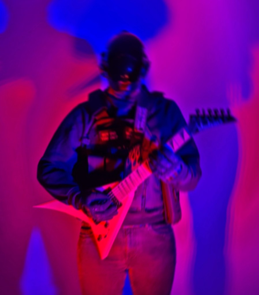 Man, Purple, Indigo, Blue, Pink, Lighting, Guitar, Rock, EDM, Heavy Metal, Synthwave