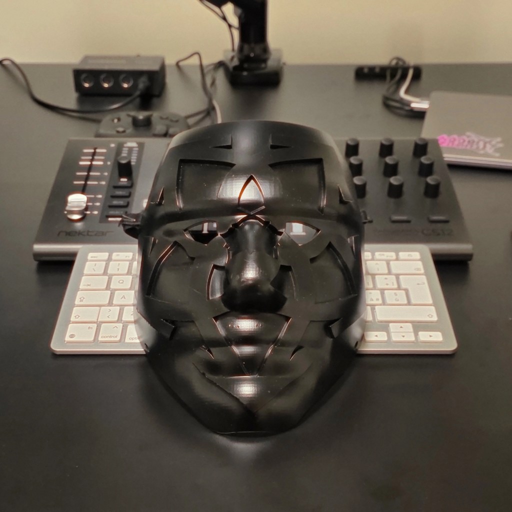 Man, Mask, AI, Technology, Keyboard, Keys, White, Black, Grey, Wires, Port, Music, Song, EDM, Electronic, Synth, Coding