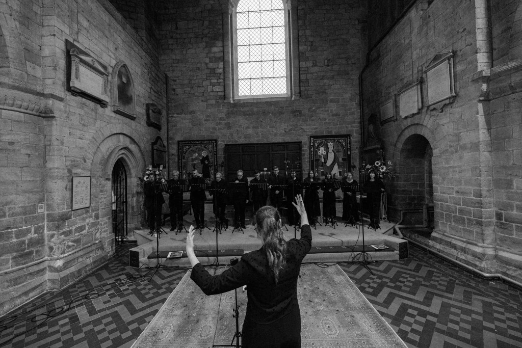 Choir, Album, Music, Black, White, Monochrome, Church, History, Mic, Music, Songs, Woman, Brick Walls, Carpet, Floor, Stage